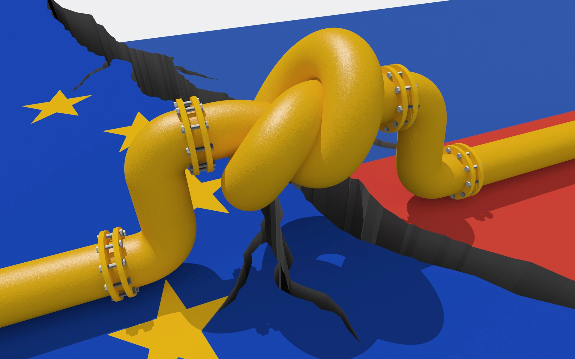 Ein verknotetes Gasrohr zeigt bildlich die Anspannung auf dem internationalen Gasmarkt und damit verbundenen zukünftige Engpässe.