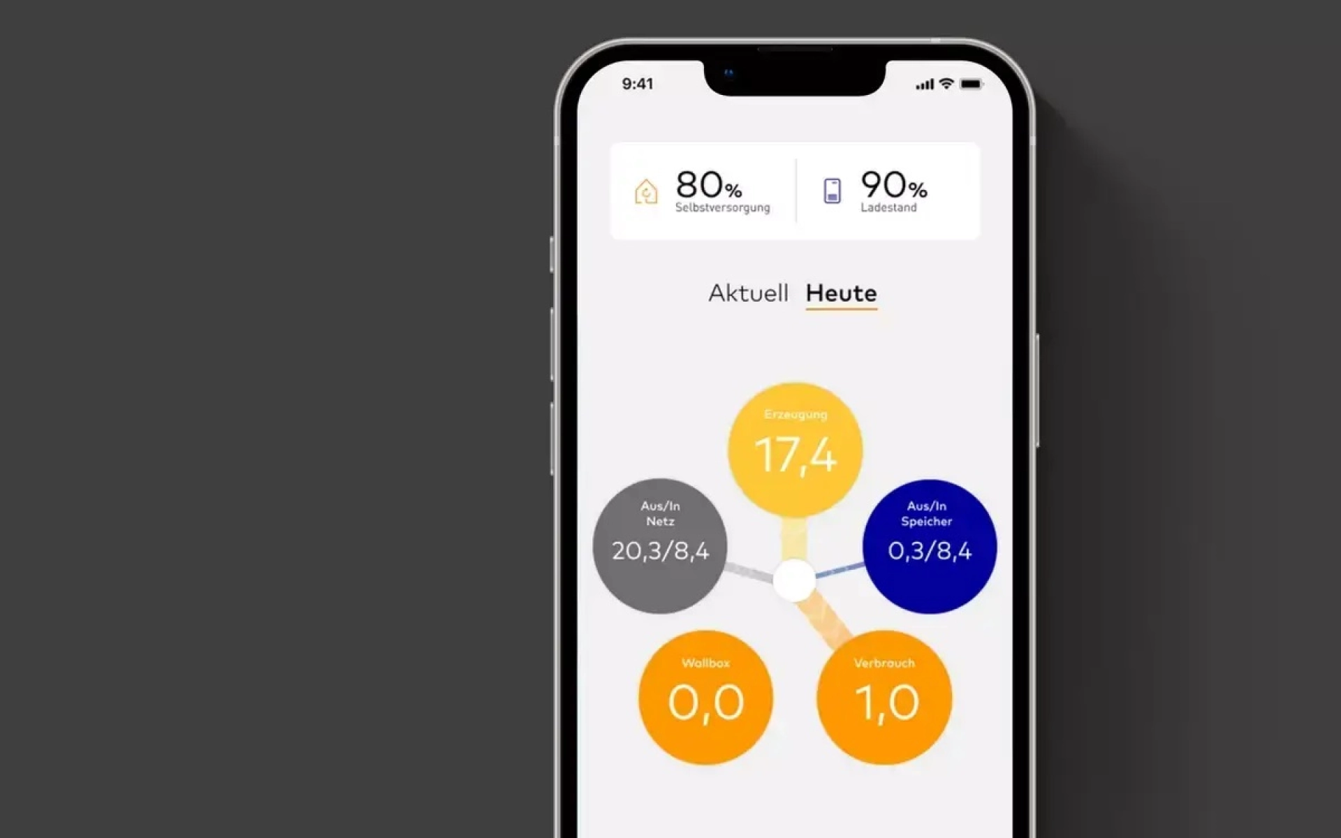 Auf einem Smartphone ist die App von Senec zu sehen.