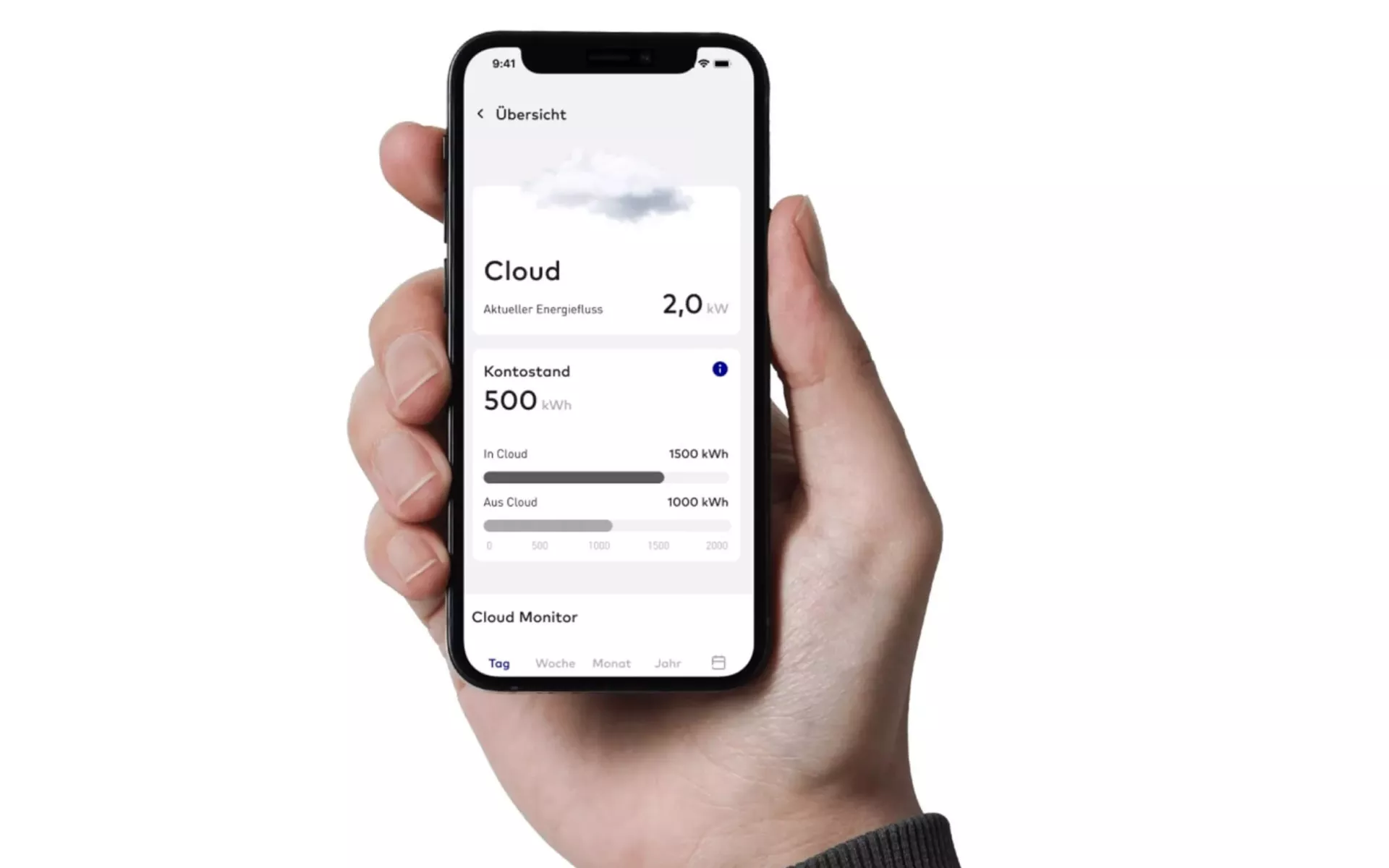 Senec App zum Controlling und Überwachen der Senec Cloud Aktivitäten.
