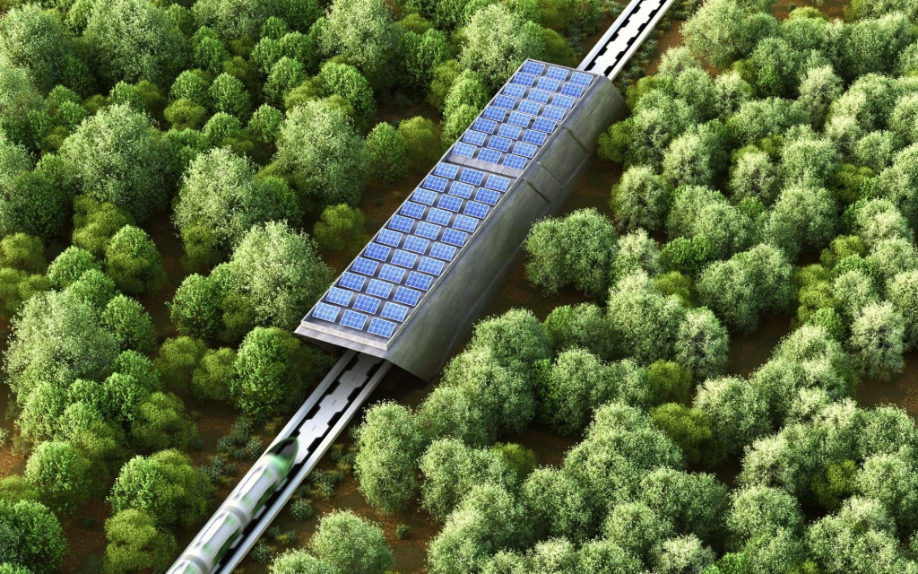 Tunnel ferroviario con pannelli solari