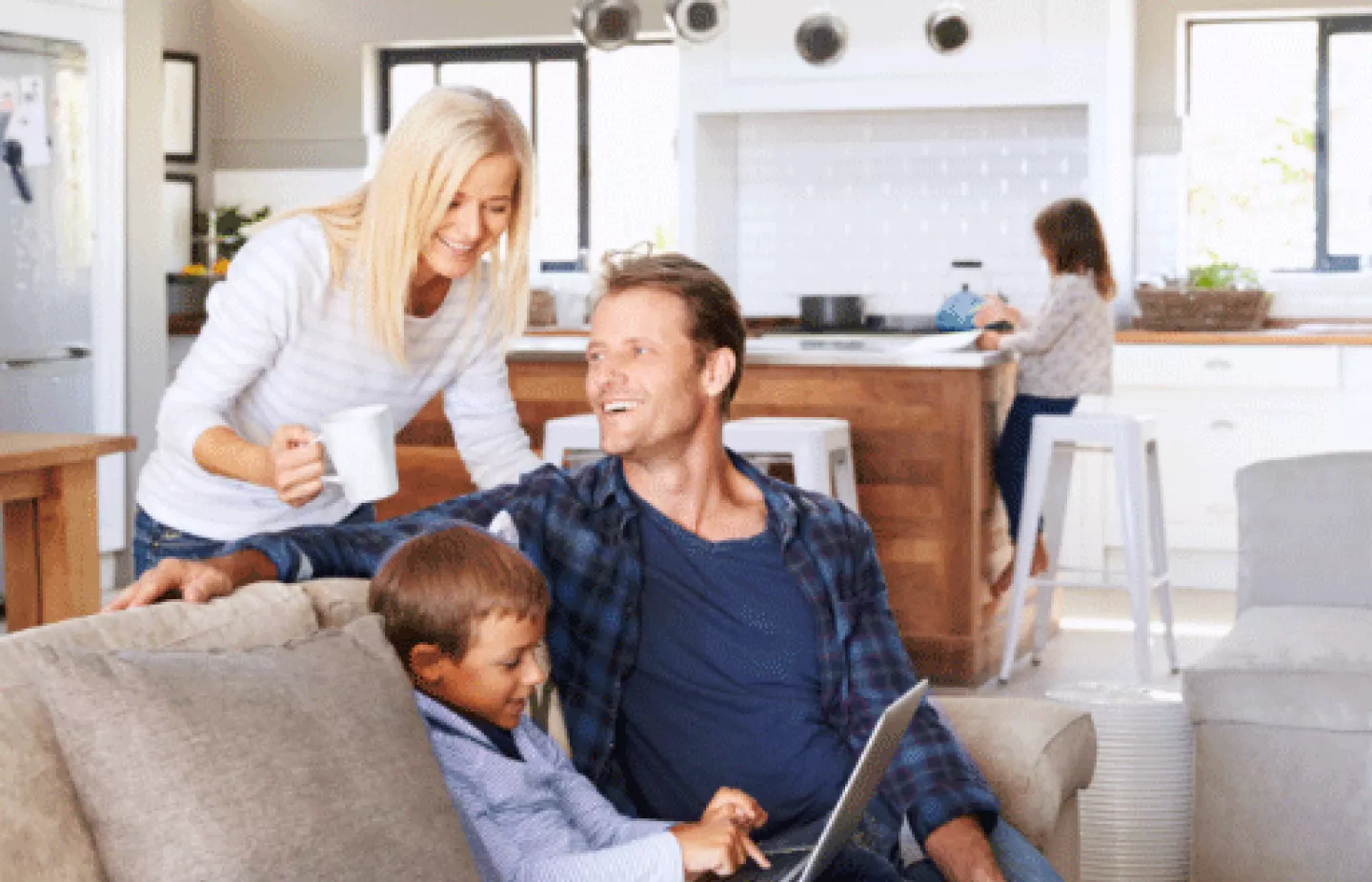 Family joyfully using energy