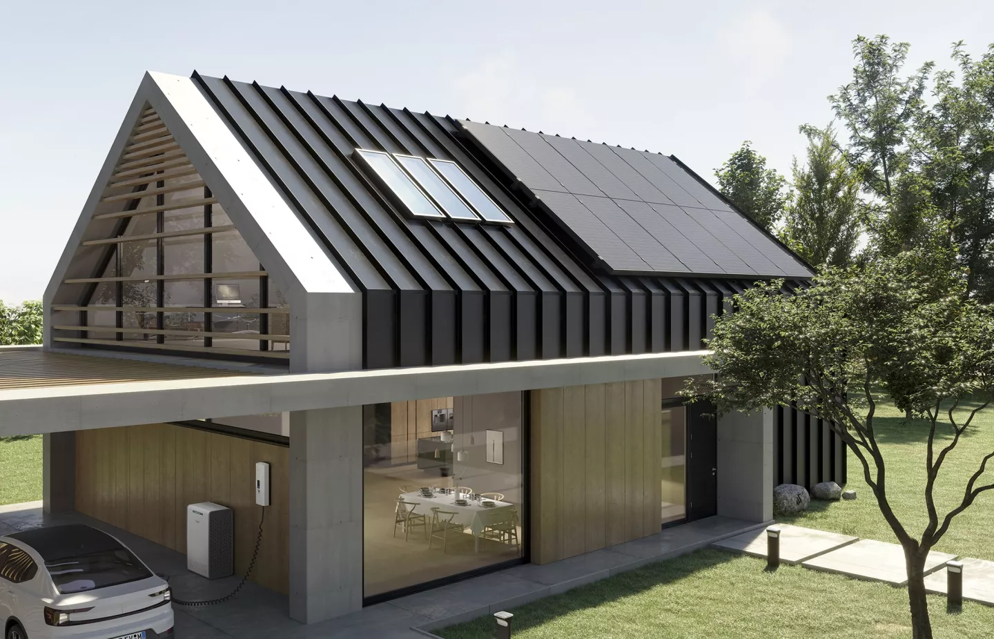 Casa moderna con sistema solare