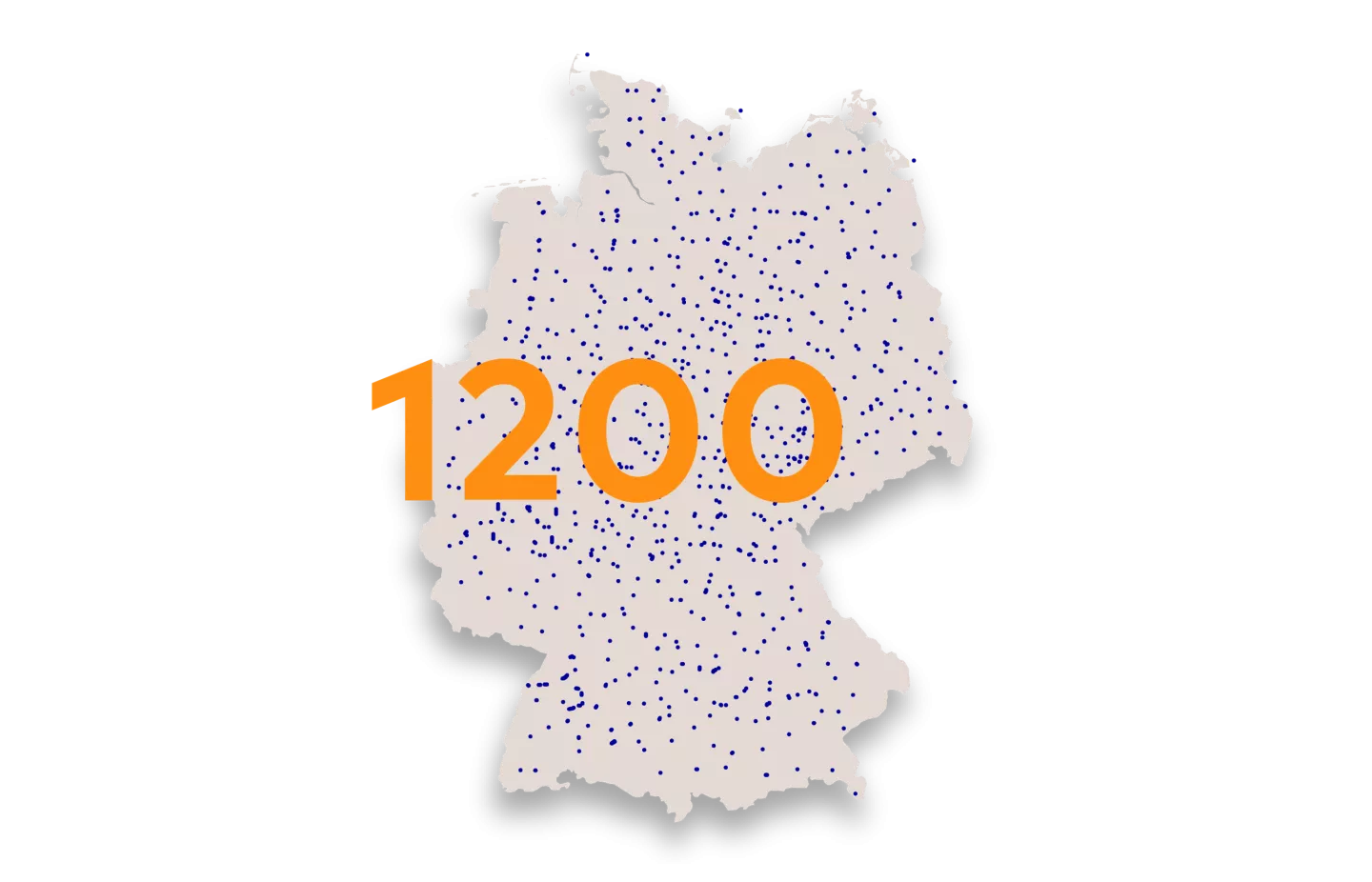 Deutschland Landkarte mit Darstellung 1200 SENEC Fachpartner