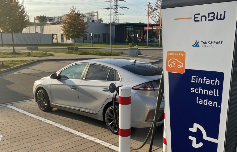 Electric car at the EnBW charging point