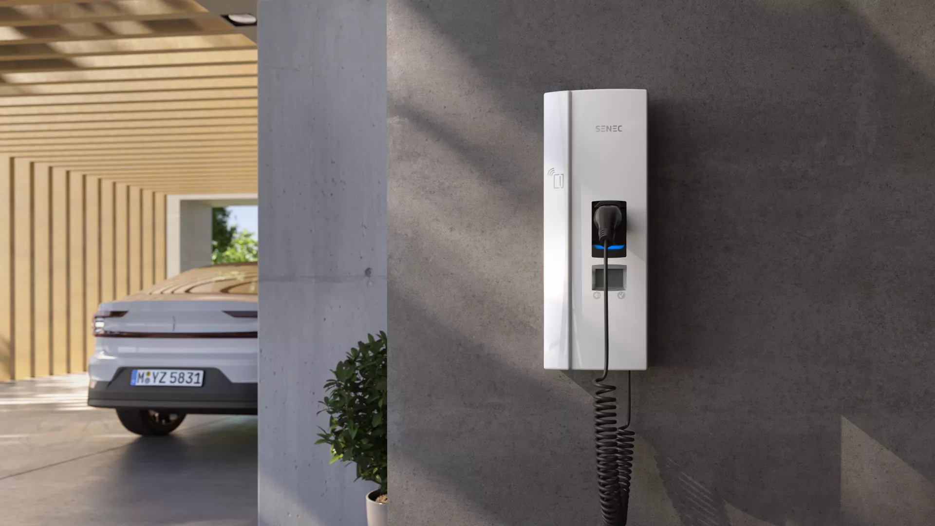 SENEC.Wallbox premium an Hauswand