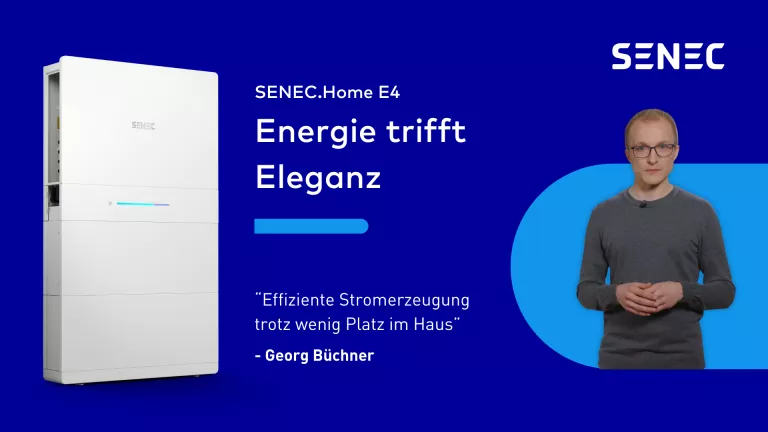 SENEC Produktmanager mit dem SENEC.Home E4 Stromspeicher