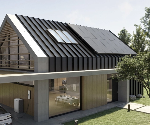 Casa moderna con sistema solare