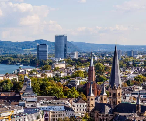 Blick auf die Skyline von Bonn.