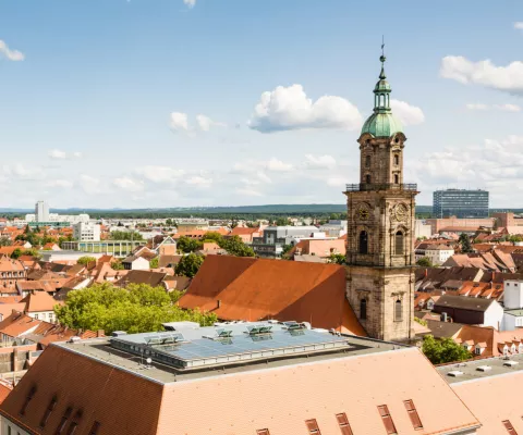 Blick auf die Altstadt von Erlangen.