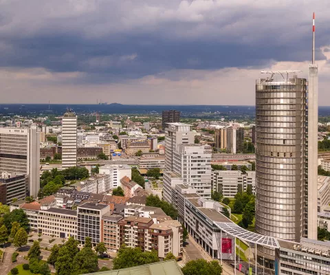 Blick auf die Skyline von Essen.
