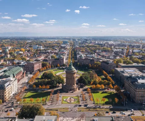Blick auf die Innenstadt von Mannheim.